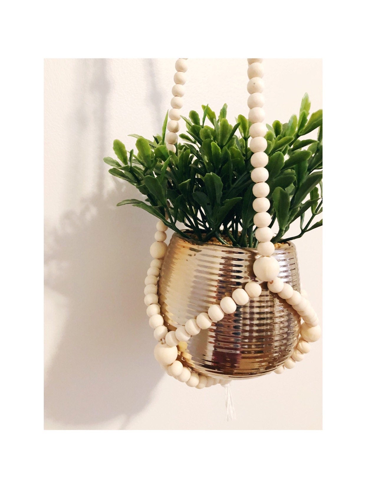 wooden beaded plant hanger