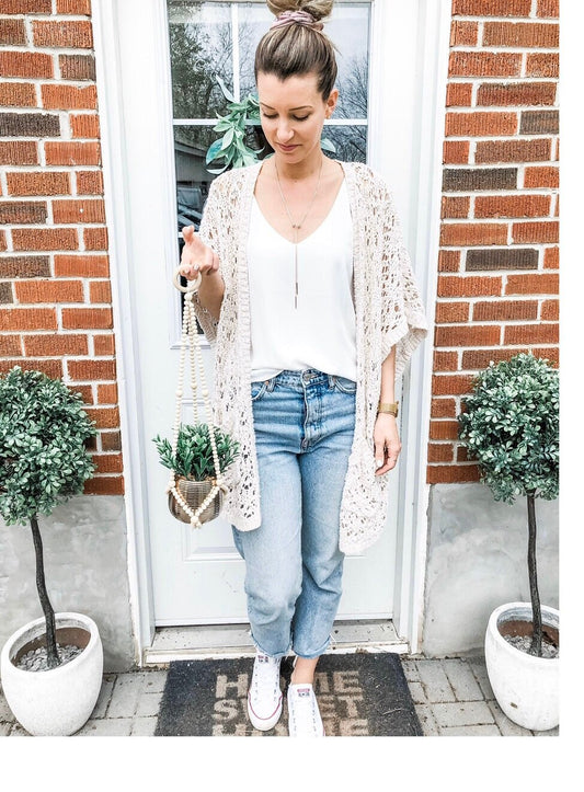 wooden beaded plant hanger