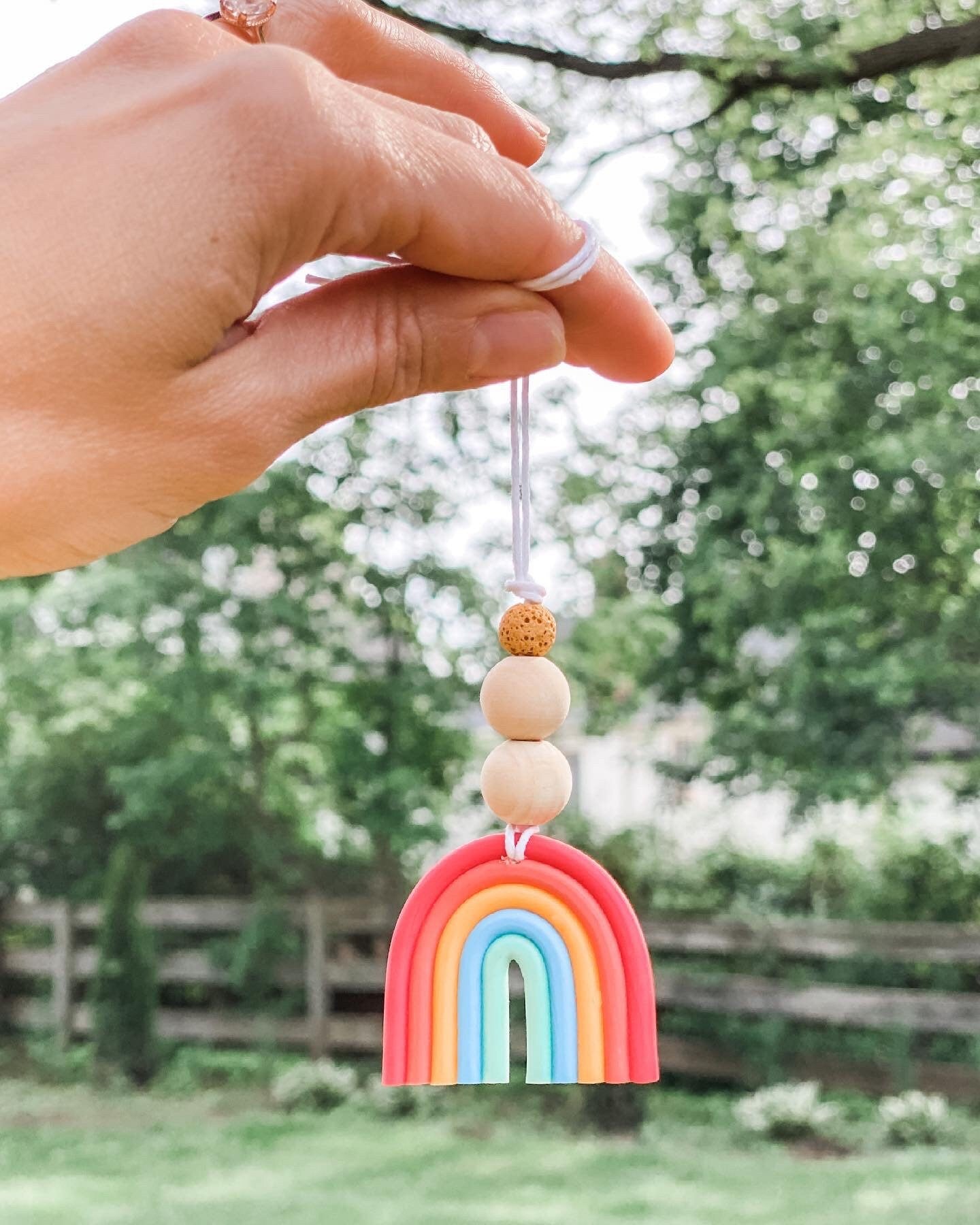 rainbow rearview car charms