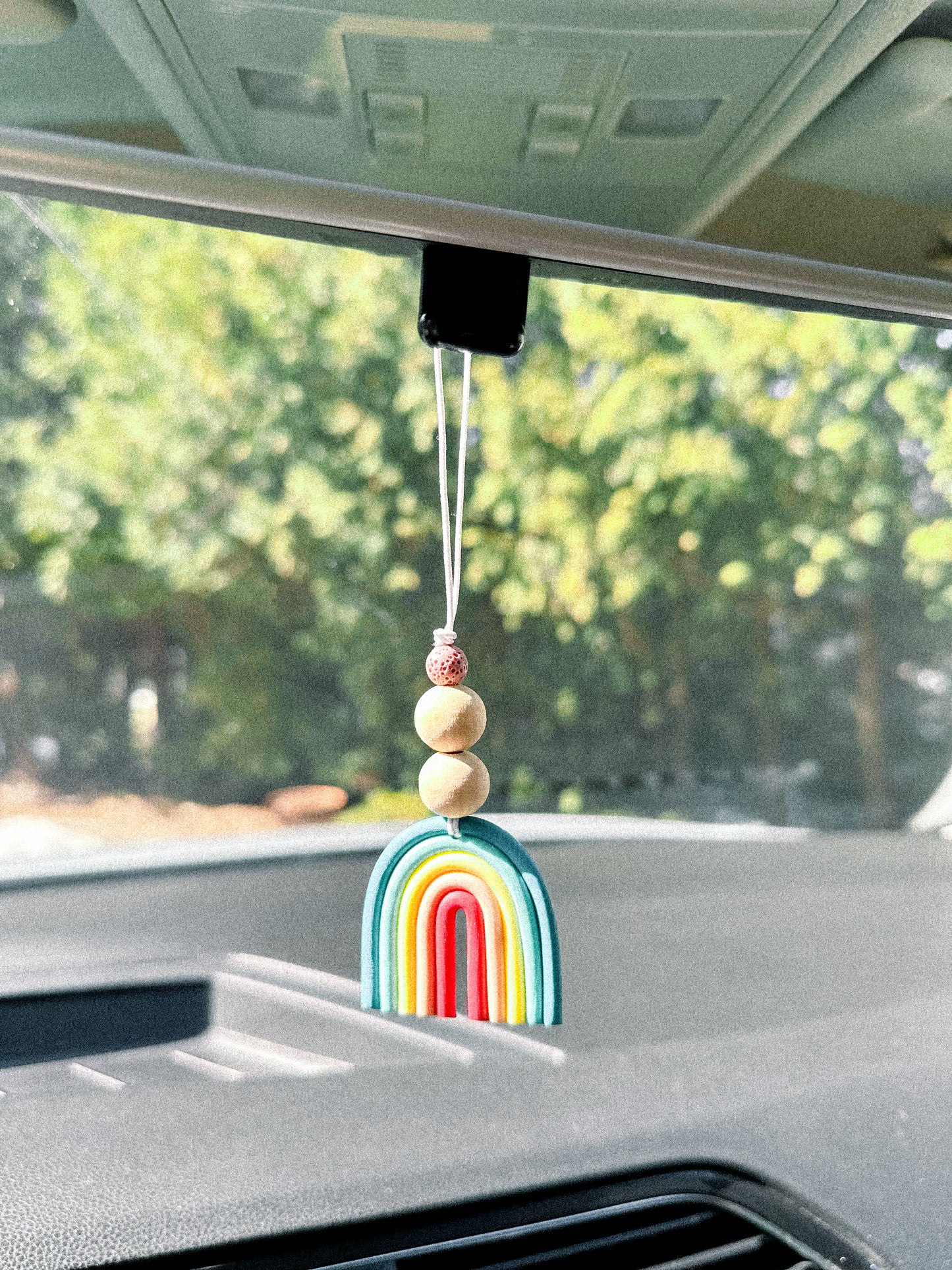 rainbow rearview car charms